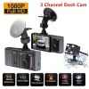3 Channel Dash Cam Front And Rear Inside, 1080P Dash IR Night Vision, Loop Recording Car DVR Camera With 3 Inch IPS Screen 3 Cameras Car Dashcam